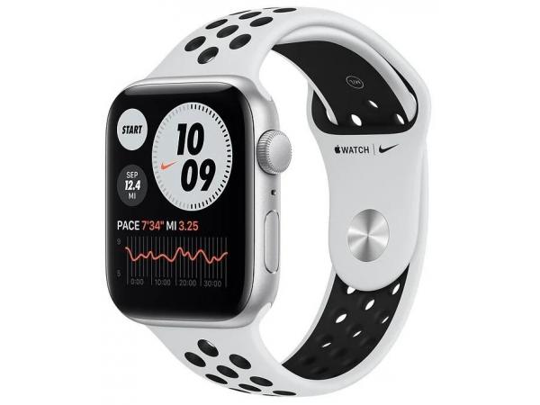 Умные часы Apple Watch SE GPS 44мм Aluminum Case with Nike Sport Band Серебристый/чистая платина/черный
